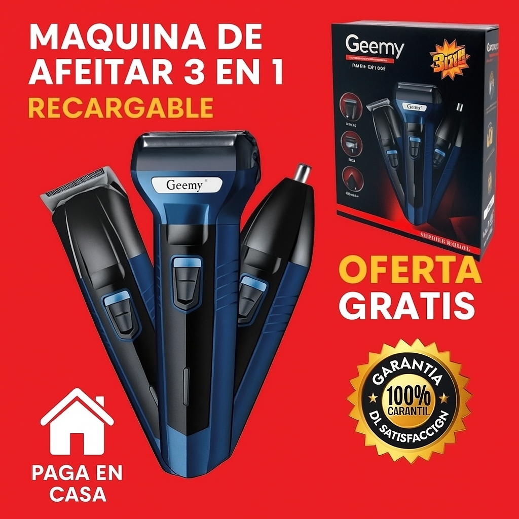 Afeitadora 3 en 1 – recorta, perfila y afeita sin esfuerzo.