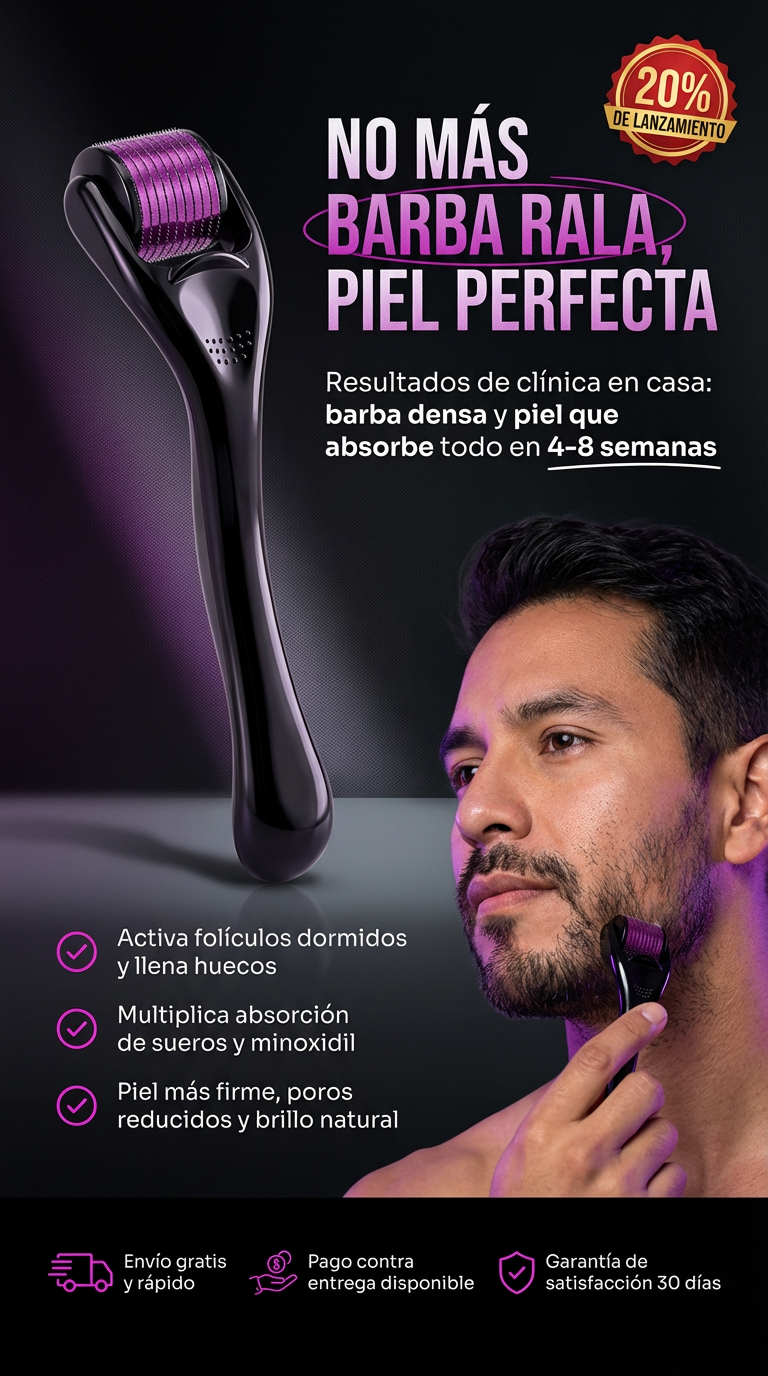Derma Roller – Rodillo Facial de Microagujas para Barba, Cabello y Piel
