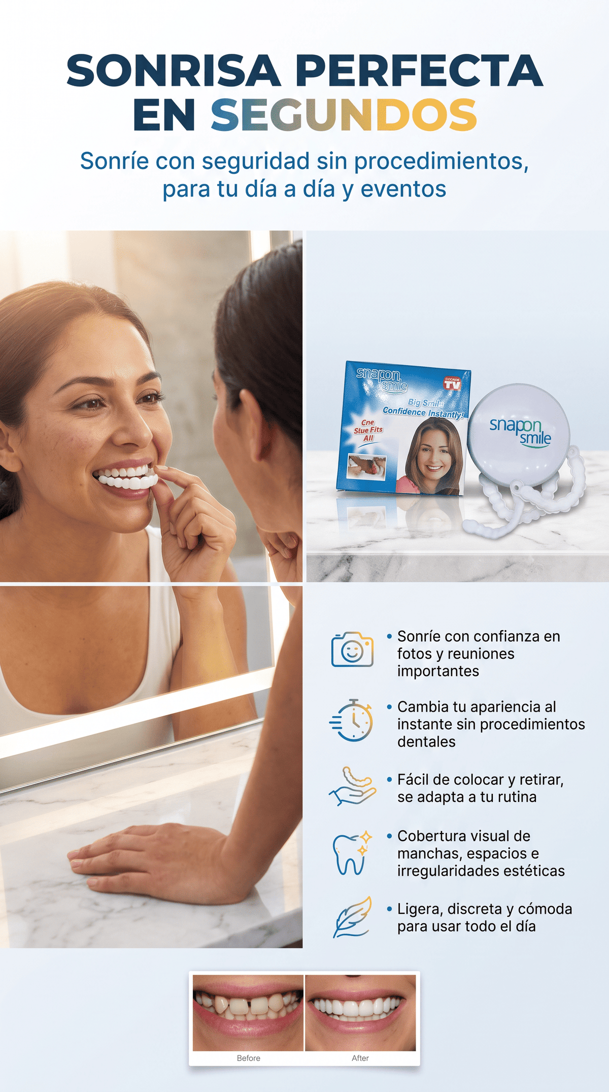 Carillas Dentales Removibles - Una sonrisa visualmente más uniforme en segundos