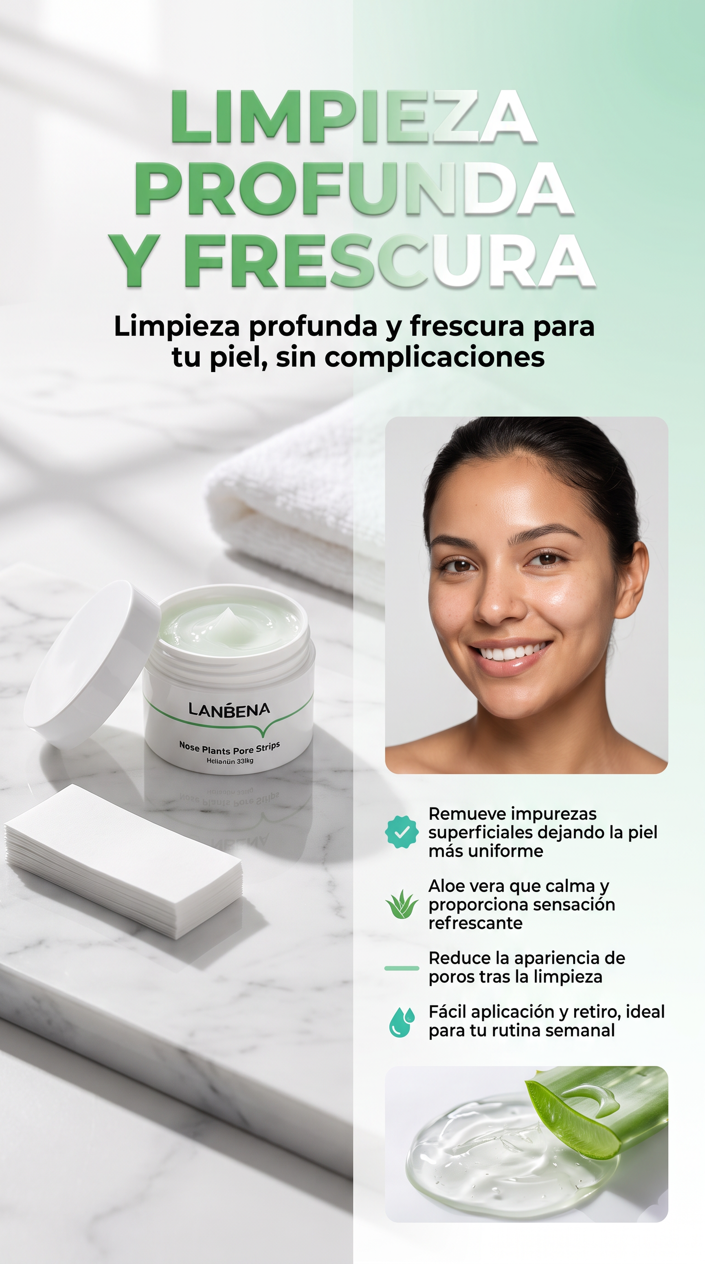 Mascarilla Facial Lanbena + 🎁 OBSEQUIO GRATIS (60 Tiras)