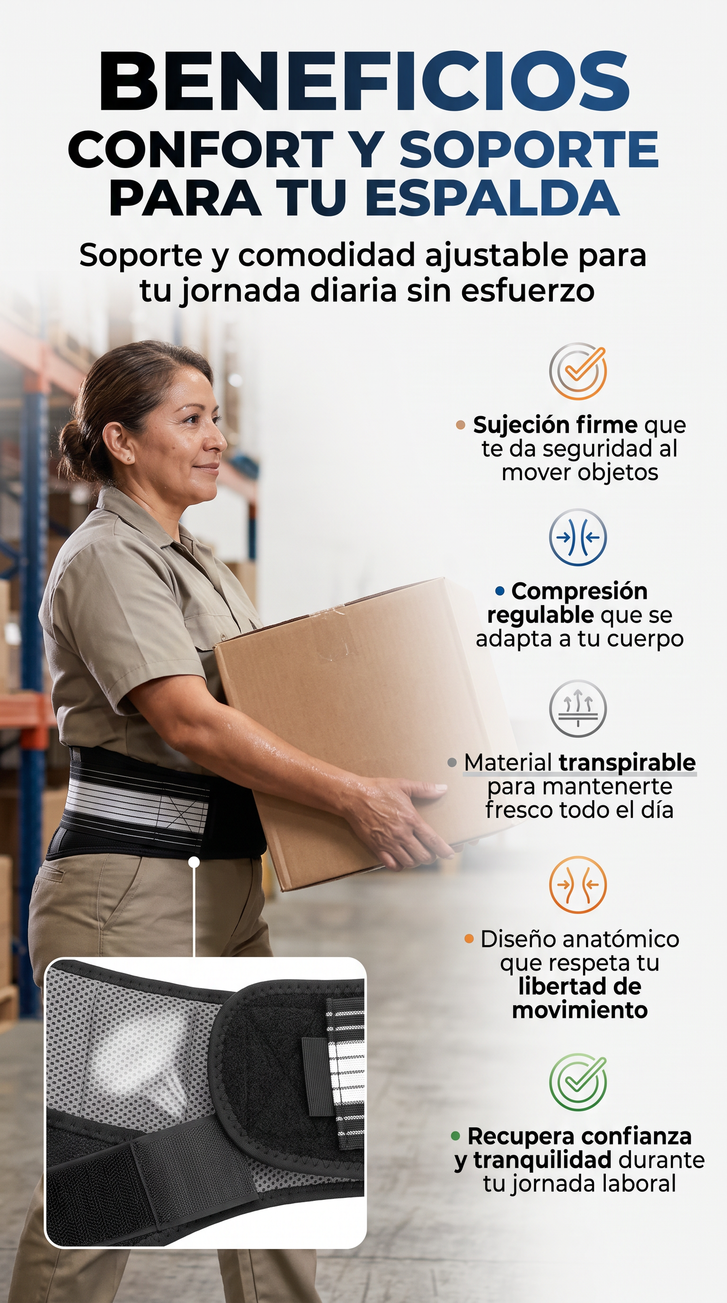 Cinturón Soporte Lumbar Ajustable. OFERTA ESPECIAL!